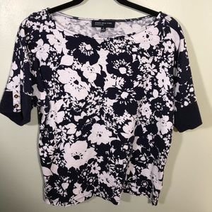 Jones New York Floral Blouse Size M